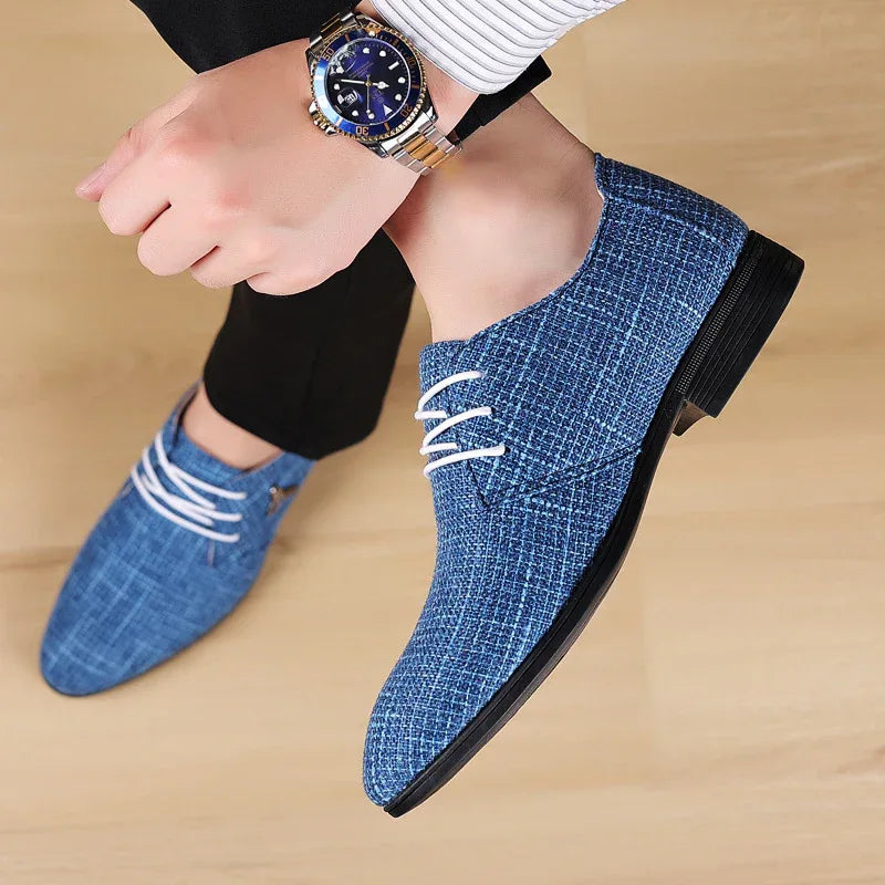 Atmungsaktive Herren-Leinenschuhe mit spitzer Zehe