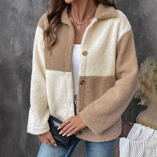 Verdickte, einreihige Freizeitjacke mit Revers in verschiedenen Farben für Damen
