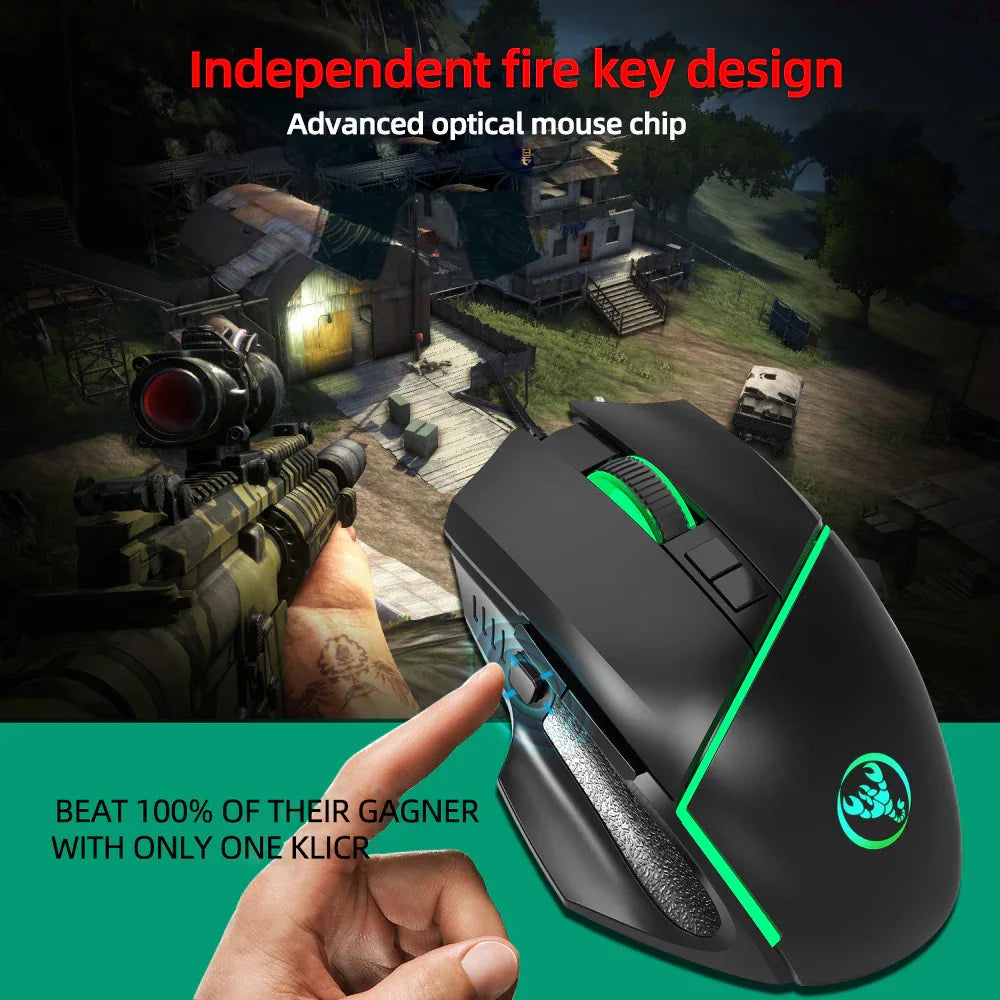 Kabelgebundene Gaming-Computermaus mit 6400 DPI und einstellbarer Multicolor-Beleuchtung
