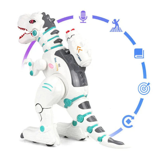 Weißes ferngesteuertes Dinosaurier-Roboter-Spielzeug