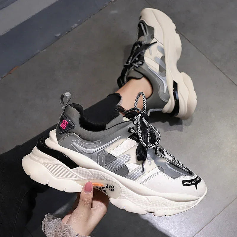 Damen Sportschuhe mit dicker Sohle, hohem Schaft, im Sommerstil