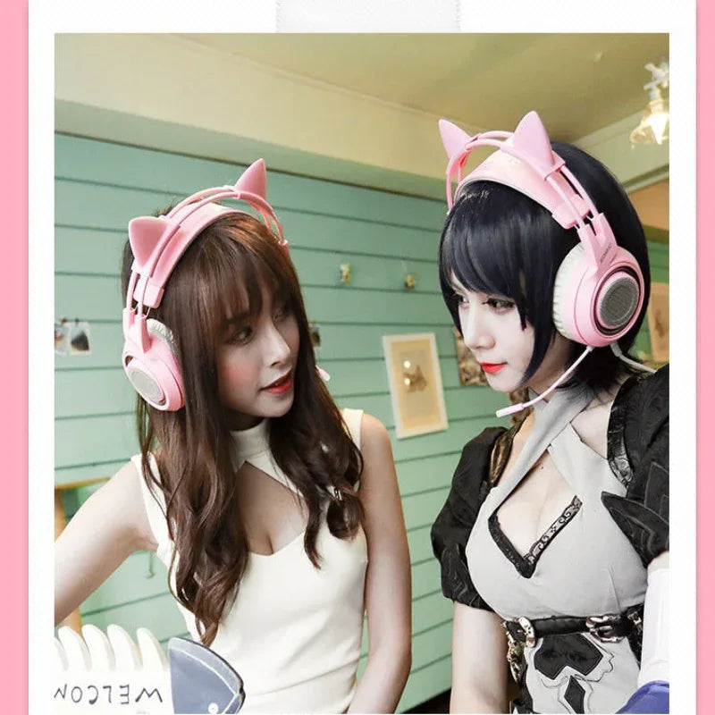 G951 Gaming Headset USB 7.1 Virtueller Surround Sound LED Katzenohren Kopfhörer