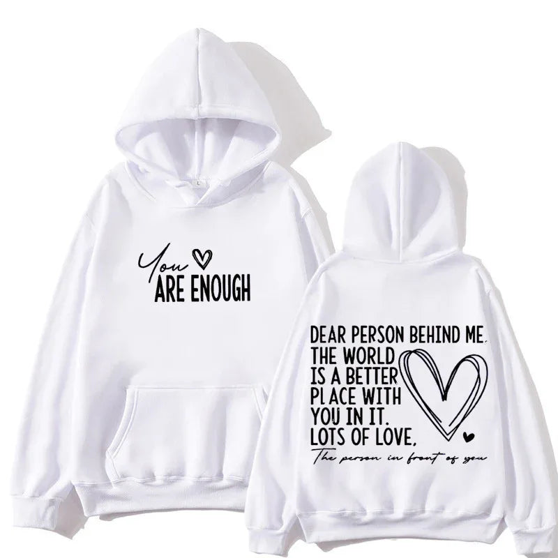 DU BIST GENUG Inspirierender Spruch Damen Hoodie mit Schriftzug Freizeit