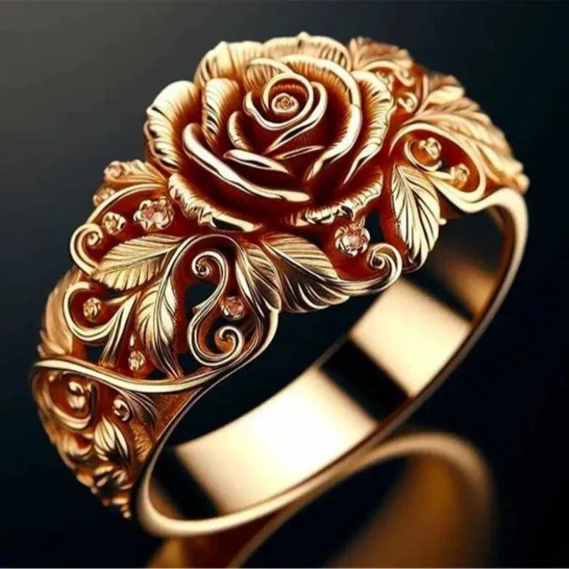Damen Ring Metall Rose