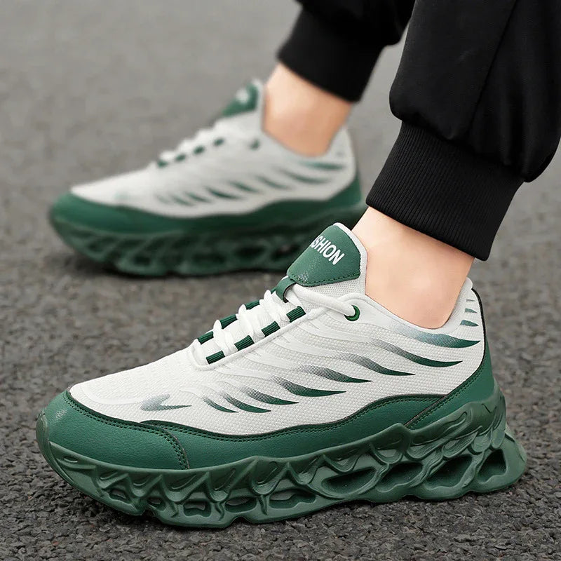 Herren-Schnür-Sneaker mit dicker Sohle, vulkanisierte Outdoor-Indoor-Laufschuhe