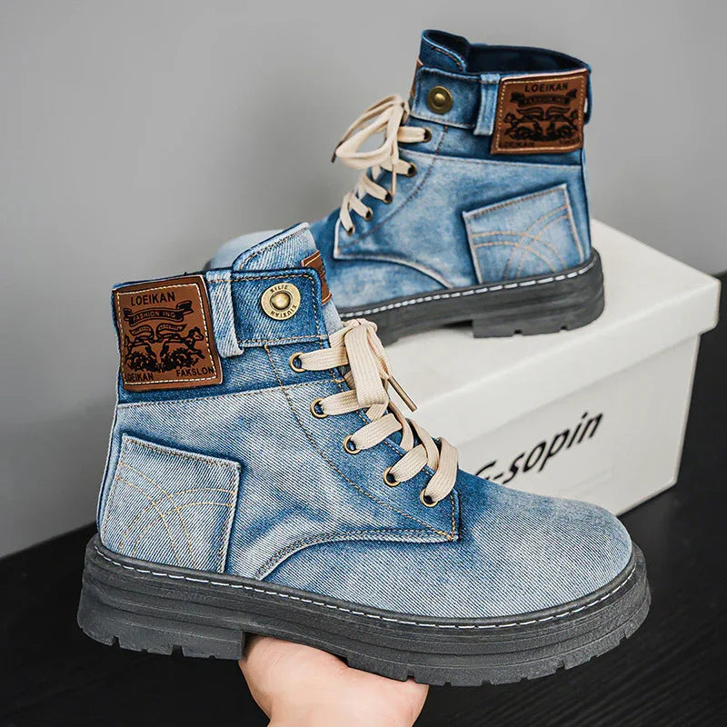 Herren lässige Denim-Martinsstiefel