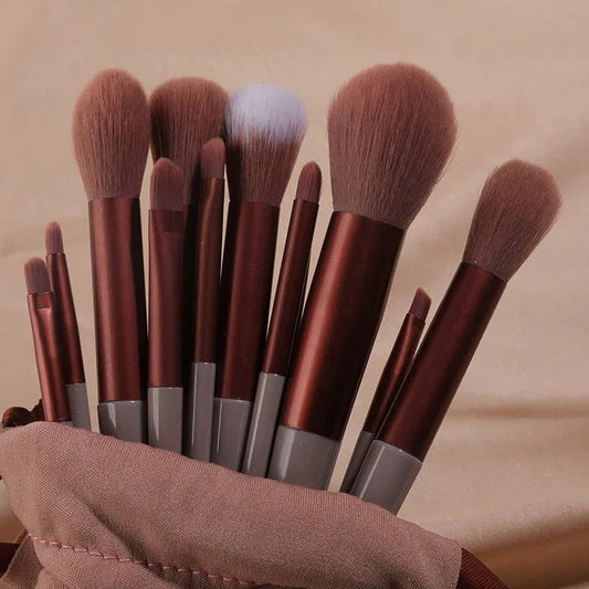 13 weiche Make-up-Pinsel & Aufbewahrungsbeutel aus Stoff