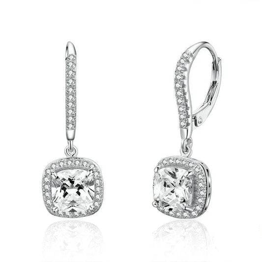 Personalisierte Ohrstecker für Damen aus Sterlingsilber, hell, mit Weißgoldplattierung