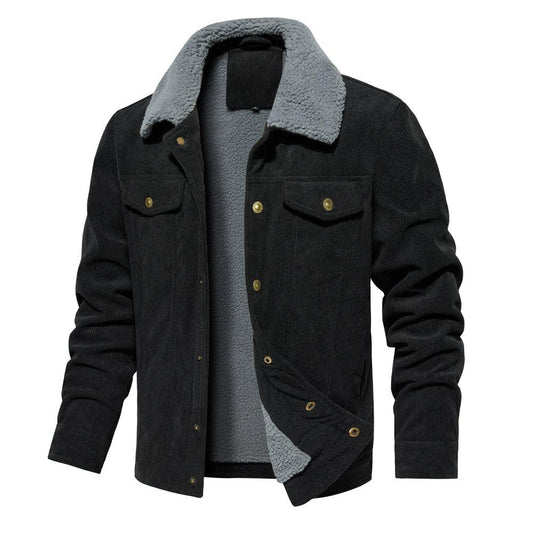 Herren Cordjacke Winter Sherpa gefüttert Warm Dick Cargo Mantel mit 5 Taschen