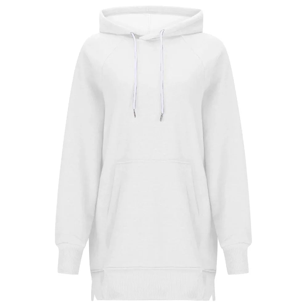 Damen Hoodie mit langen Ärmeln, geschlitzten Schultern und unifarbenem Design