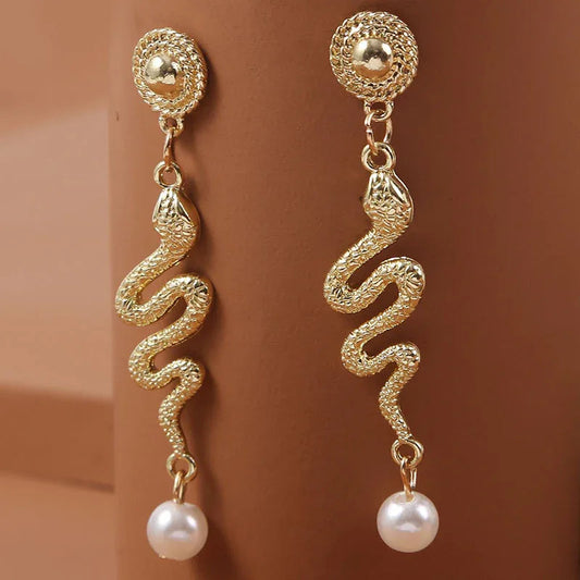 Ins Trend Kreativ Tier Schlange Perlen Ohrringe Schmuck