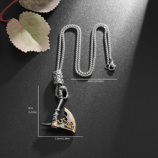 Kreative Herren-Halskette mit nordischem Axt-Anhänger aus Edelstahl, Wikinger-Heiden-Schmuck