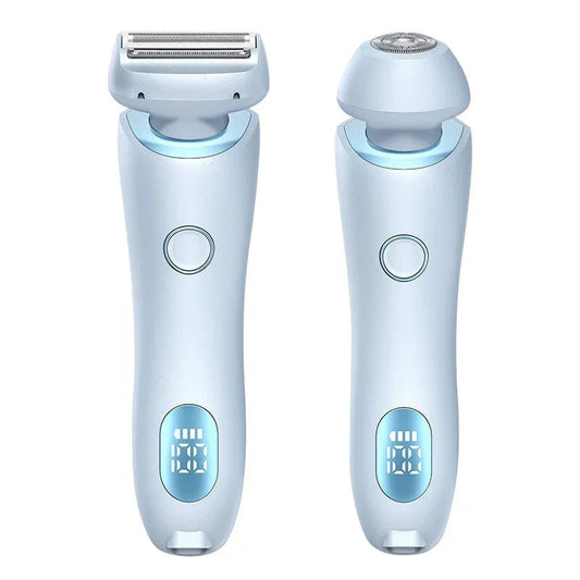 USB Wiederaufladbarer Trimmer mit Zwei Abnehmbaren Trimmerköpfen Damen Körper Bein Achsel Intimrasierer Haarentferner