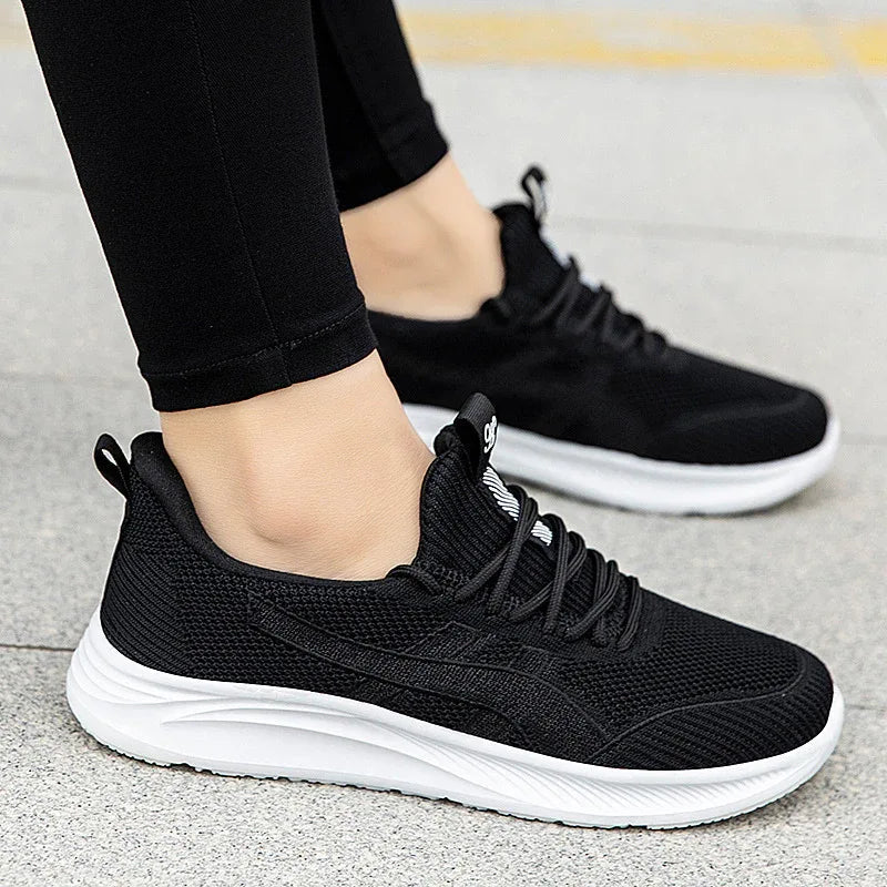 Fly-Knit Sneaker mit weicher Sohle, rutschfeste Damen-Laufschuhe