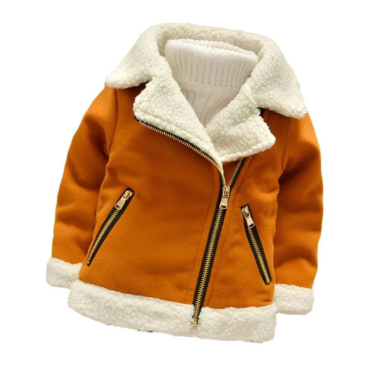Kinder Verdickter Fleece-Lammwollmantel