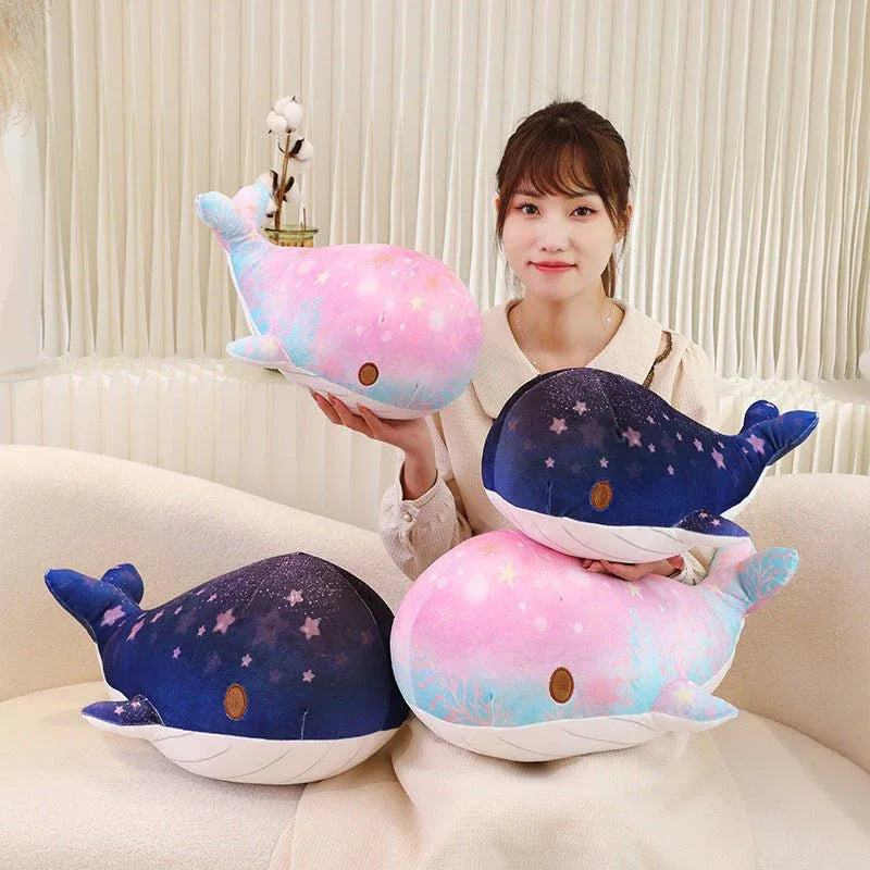 Cute Cartoon Chubby Soft And Adorable Dream Starry Sky Colorful Whale Plush Doll Pillow Stuffed Animal