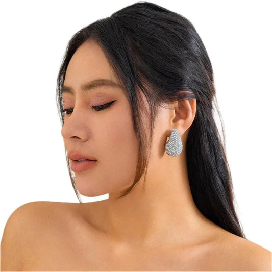 Elegante Strass-Ohrringe, rund & Wassertropfen-Ohrstecker für Damen