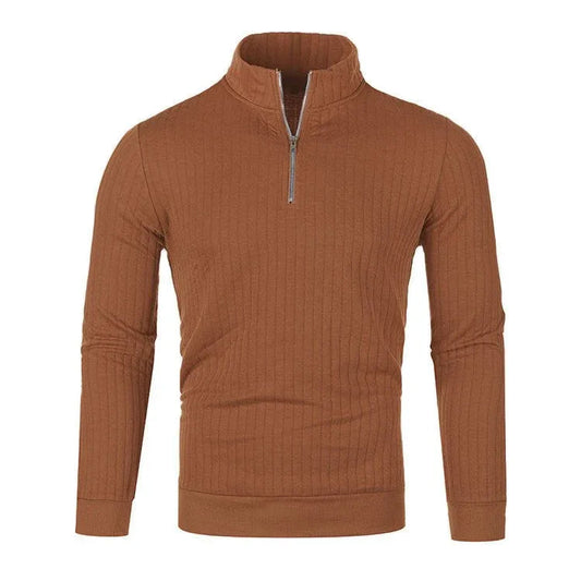 Herren-Strickpullover mit Reißverschluss und halbem Stehkragen