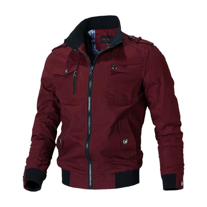 Herrenjacke mit Reißverschluss, einfarbig, mehrere Taschen