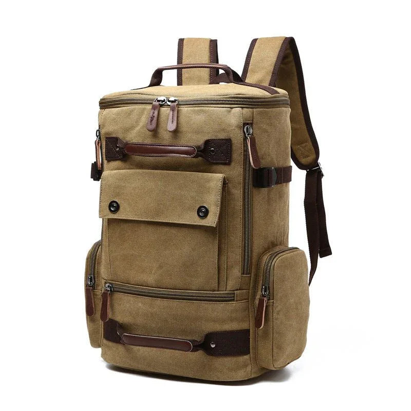 Vintage Laptop-Reiserucksack aus Segeltuch für Herren