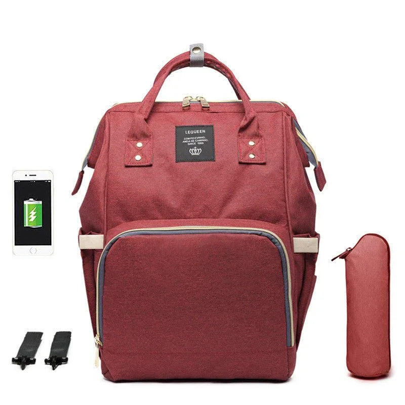 Oxford-Stoff-Wickeltasche mit USB-Ladeanschluss