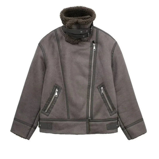 Retro PU Lederjacke für Damen