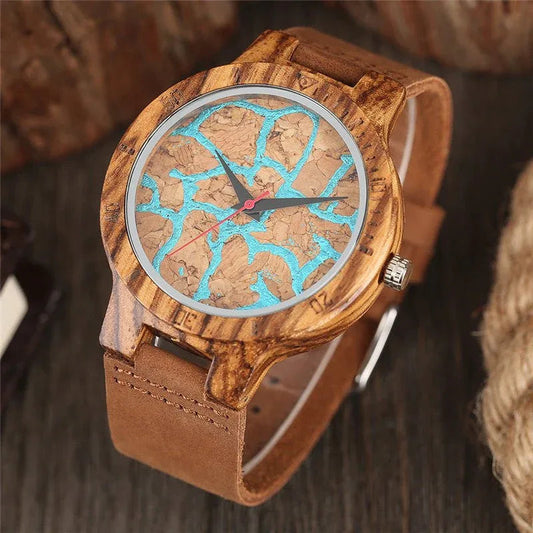 Unisex Wooden Watch With Leather Strap For Men & Women