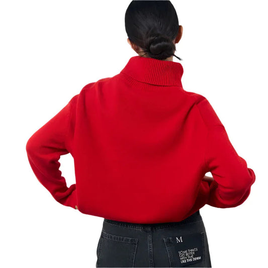 Winter Rollkragenpullover Mode Persönlichkeit Langarm Stricktop Damenbekleidung