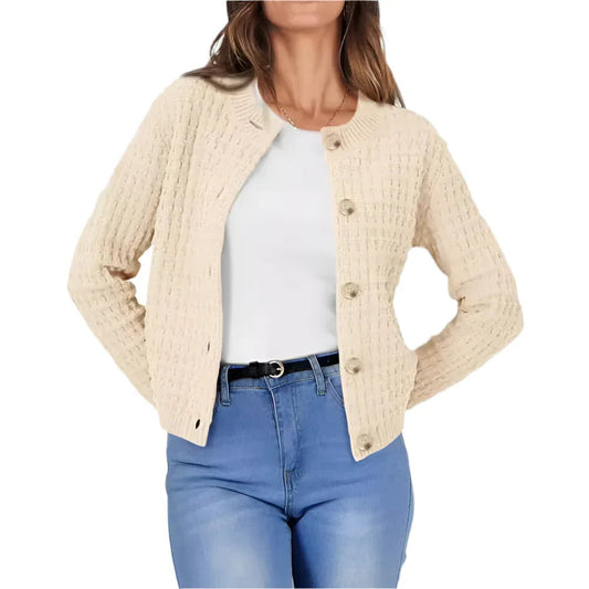 Damen Strickpullover-Mantel mit Rundhalsausschnitt