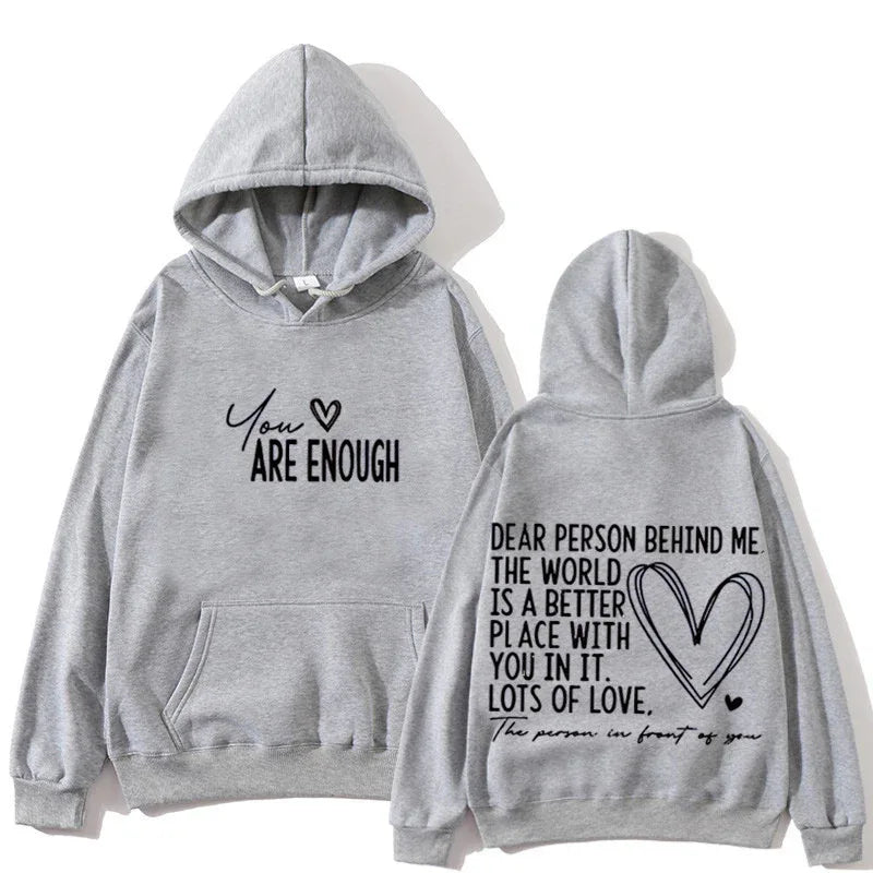 DU BIST GENUG Inspirierender Spruch Damen Hoodie mit Schriftzug Freizeit