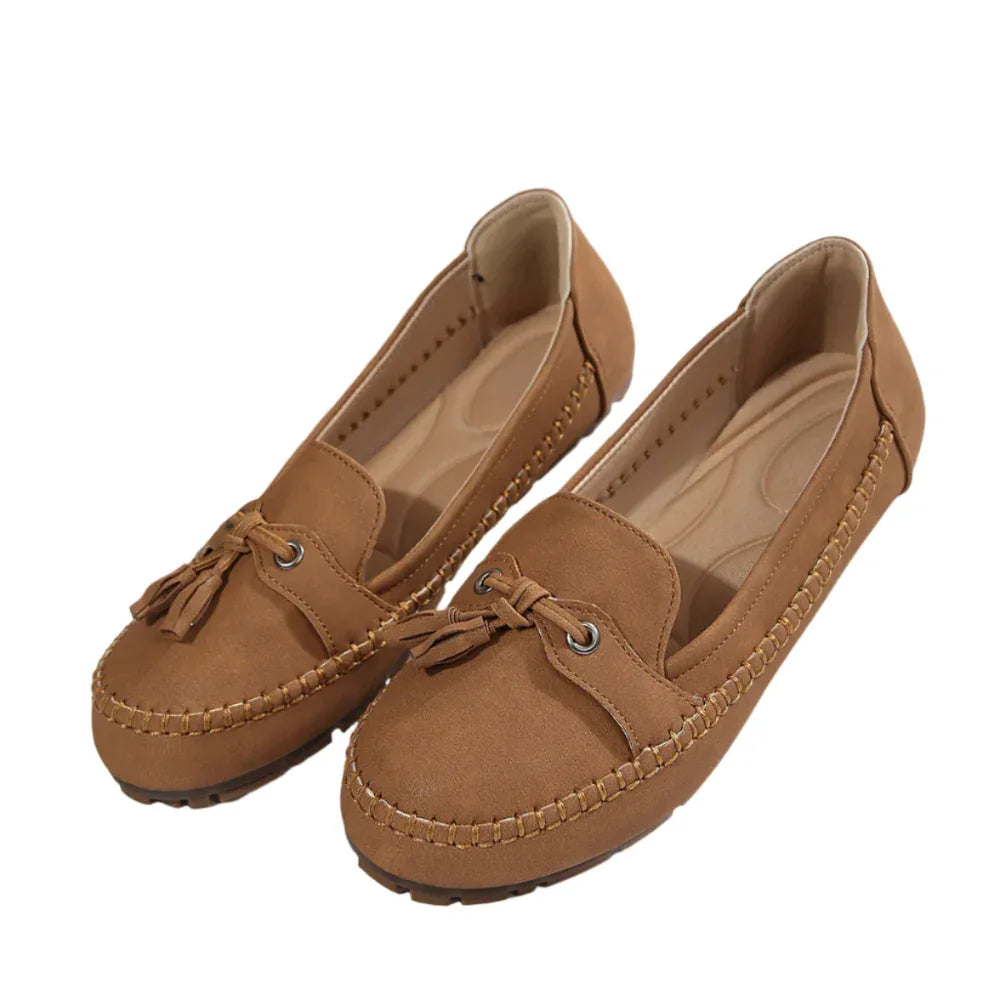 Damen Loafer mit runder Kappe, modisch, rutschfest, weich, bequem, flache Schuhe