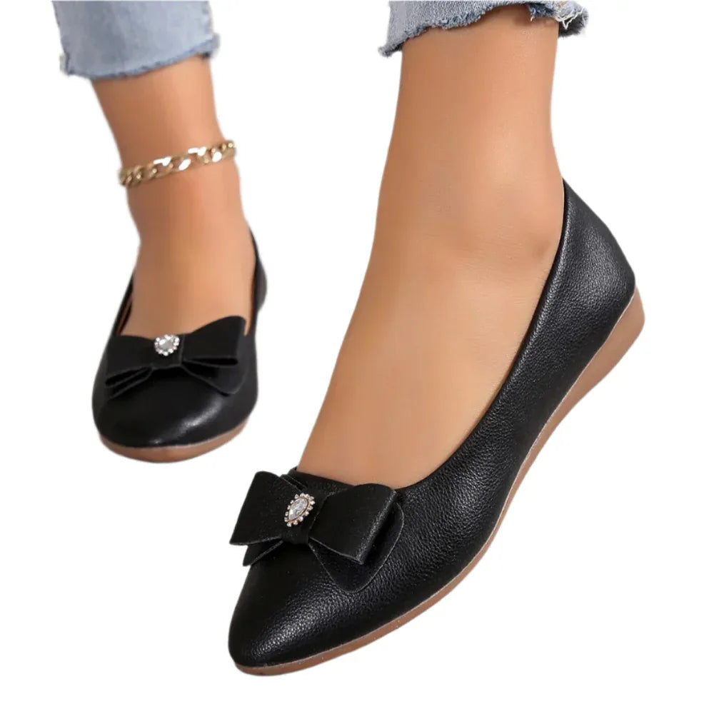 Schleifen-Ballerinas, modisch, lässig, spitz zulaufend, Slipper für Damen, Sommer-Freizeitschuhe