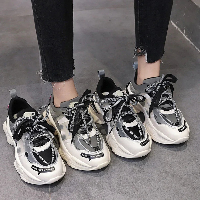 Damen Sportschuhe mit dicker Sohle, hohem Schaft, im Sommerstil