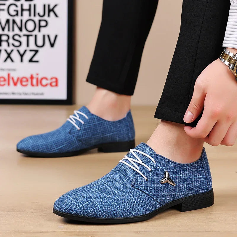 Atmungsaktive Herren-Leinenschuhe mit spitzer Zehe