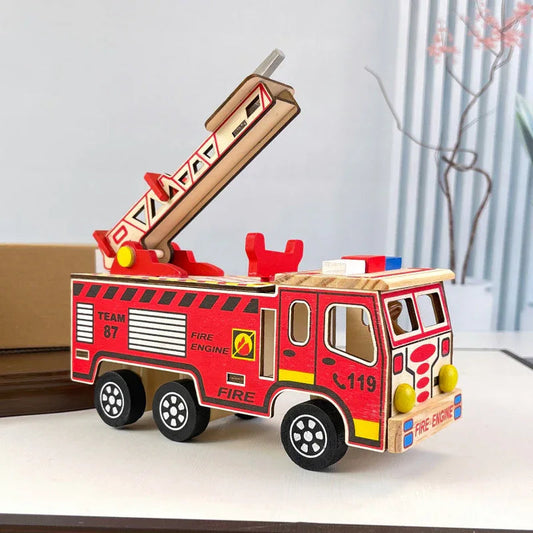 Buntes Holz-Feuerwehrauto Kinderspielzeug