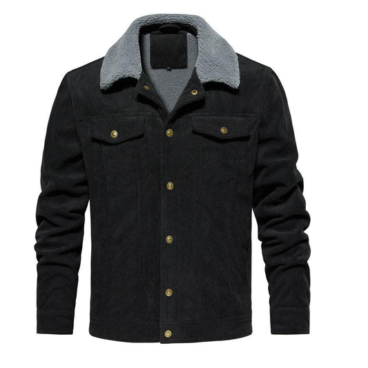 Herren Cordjacke Winter Sherpa gefüttert Warm Dick Cargo Mantel mit 5 Taschen