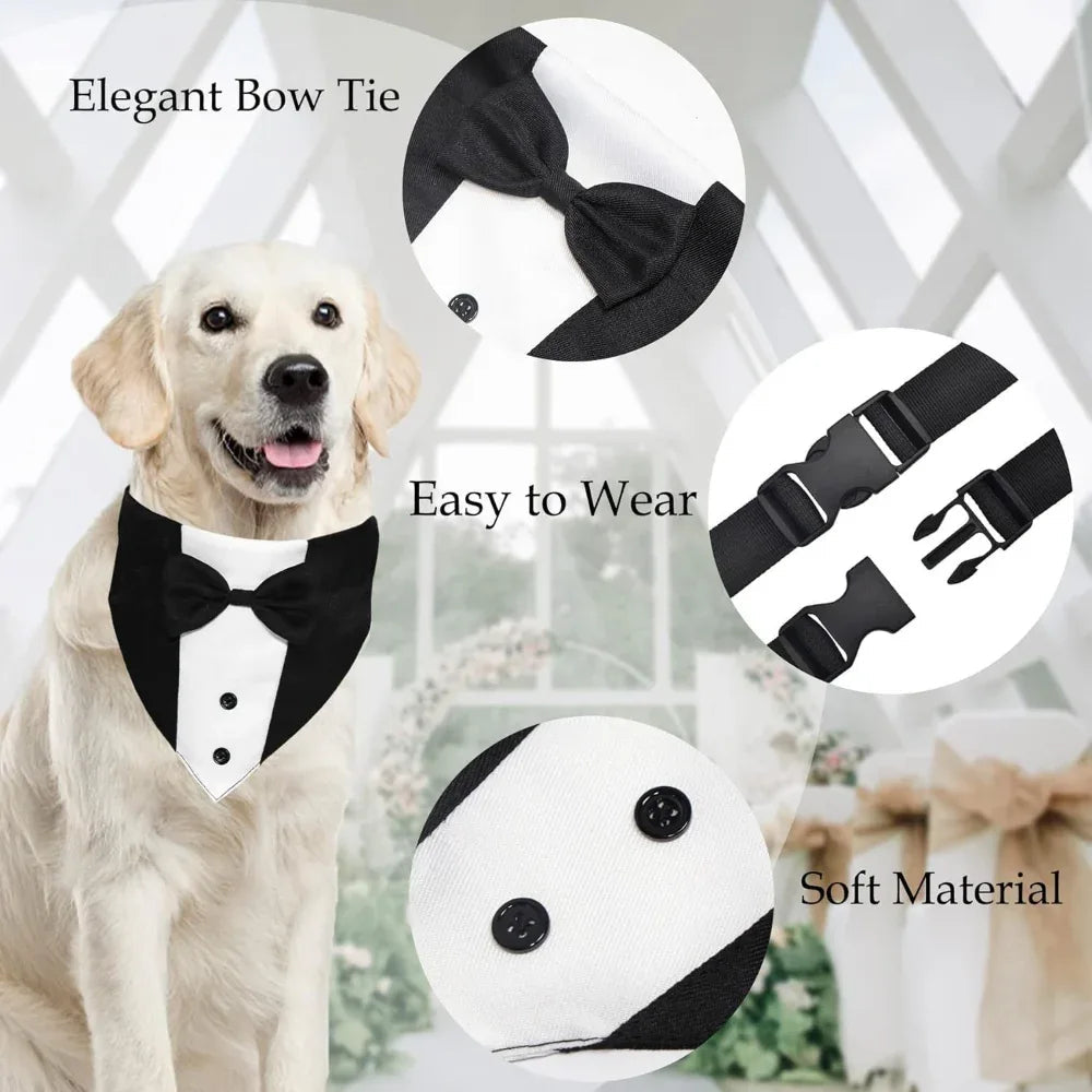 Hunde Smoking Anzug mit Fliege und Halstuch, verstellbare formelle Kostüme für kleine, mittlere, große Hunde, perfekt für Hochzeiten und Geburtstage