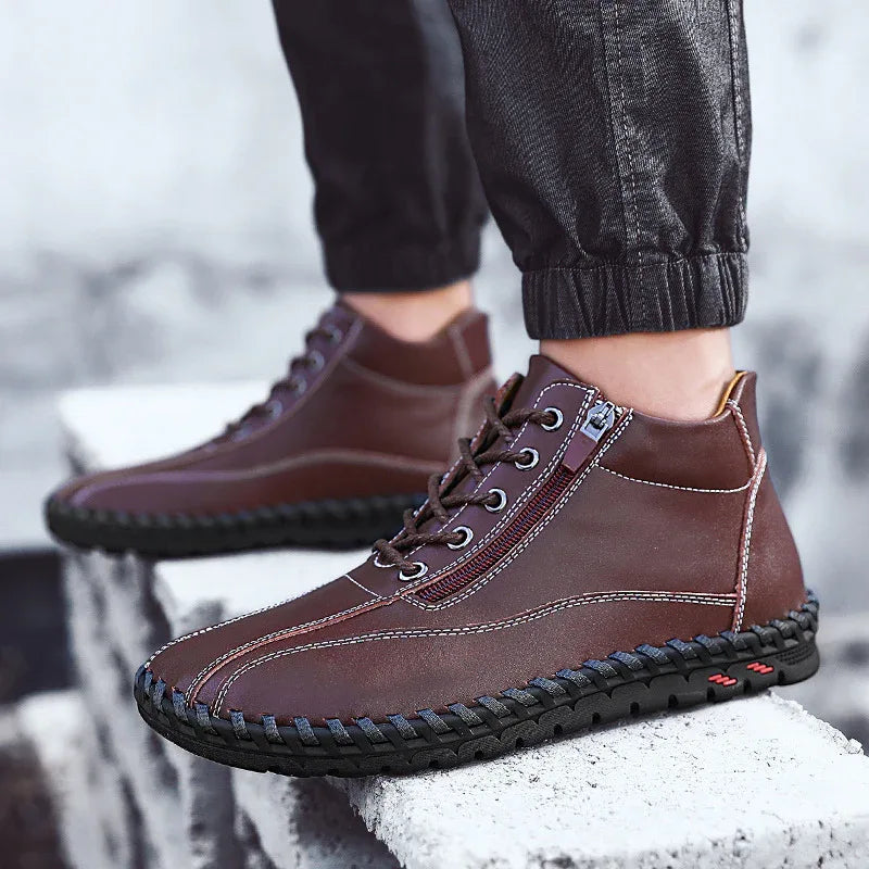 Herren-Halbstiefel für Herbst und Winter mit seitlichem Reißverschluss