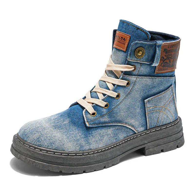 Herren lässige Denim-Martinsstiefel