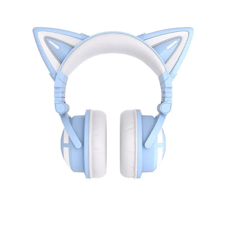 Niedliches kabelloses Gaming-Headset für Mädchen mit Katzenohren und leuchtenden LED-Lichtern