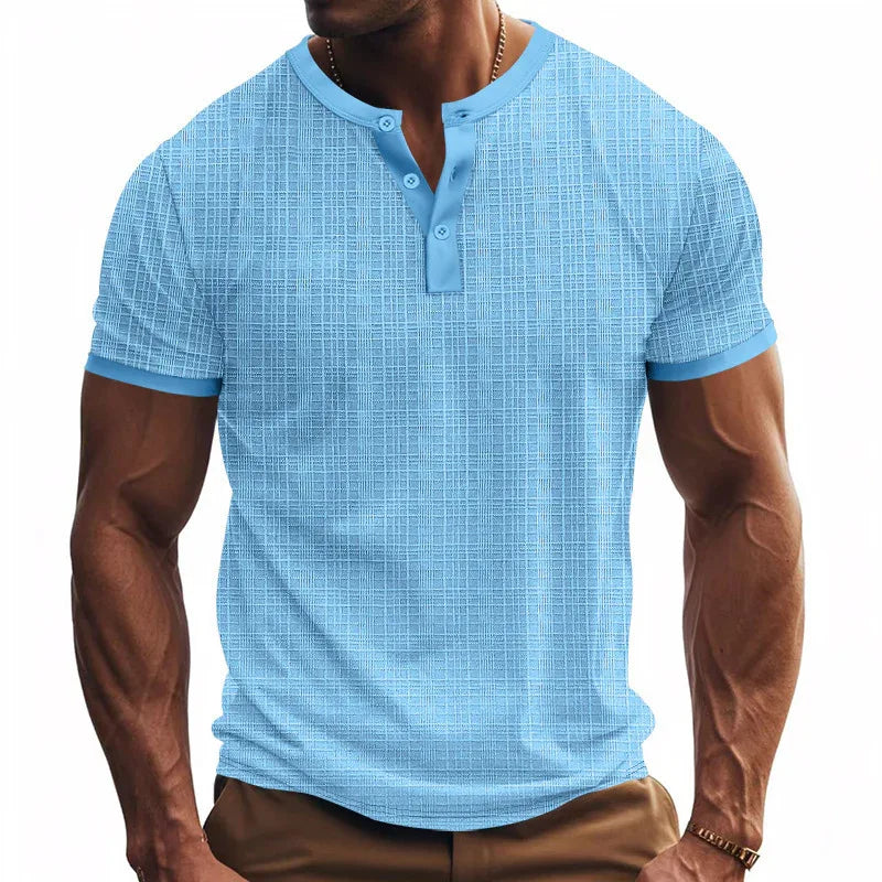 Atmungsaktives Freizeit-Henley-Shirt für Herren mit Knöpfen