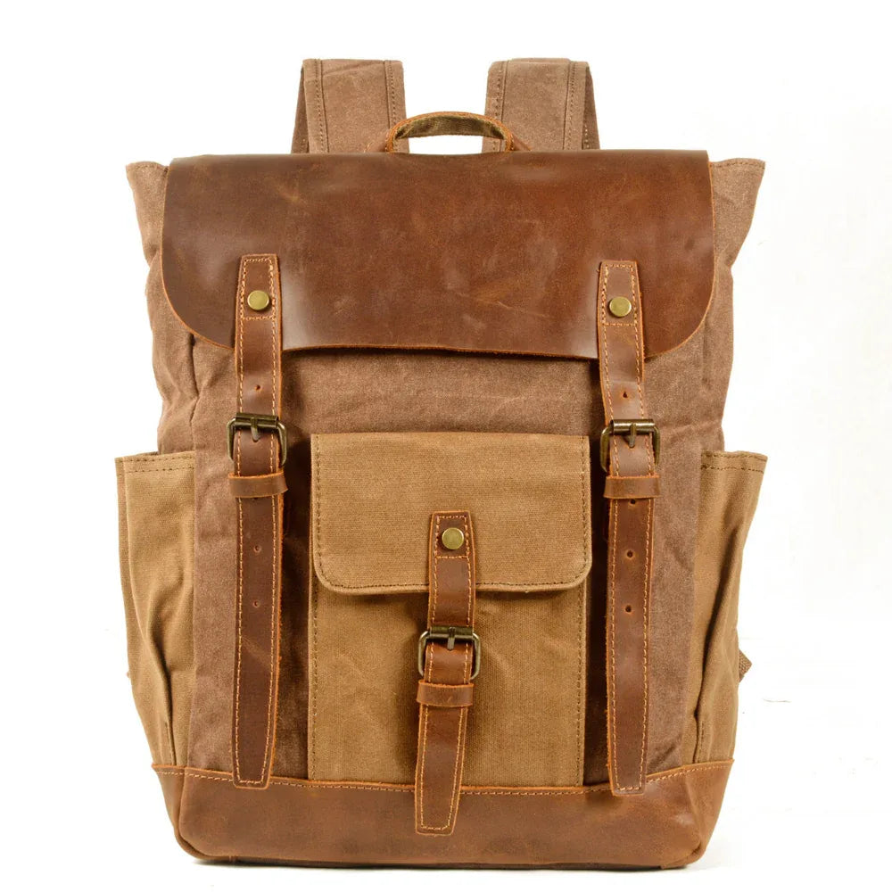 Leinwand-Nähen Pferd Leder Rucksack Öl Wachs Wasserdicht Computer Schultasche
