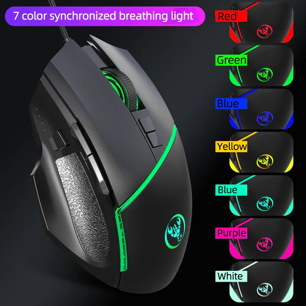 Kabelgebundene Gaming-Computermaus mit 6400 DPI und einstellbarer Multicolor-Beleuchtung
