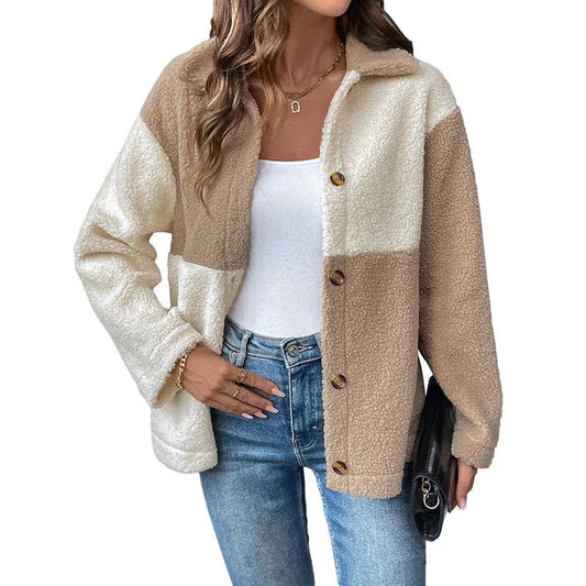 Verdickte, einreihige Freizeitjacke mit Revers in verschiedenen Farben für Damen