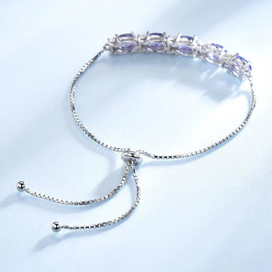 Blaue Topas Edelstein Armbänder für Damen mit verstellbarer Kette