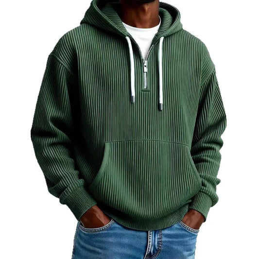 Herren Kapuzenpullover aus Cord, unifarben, langärmelig, für Sport und Freizeit