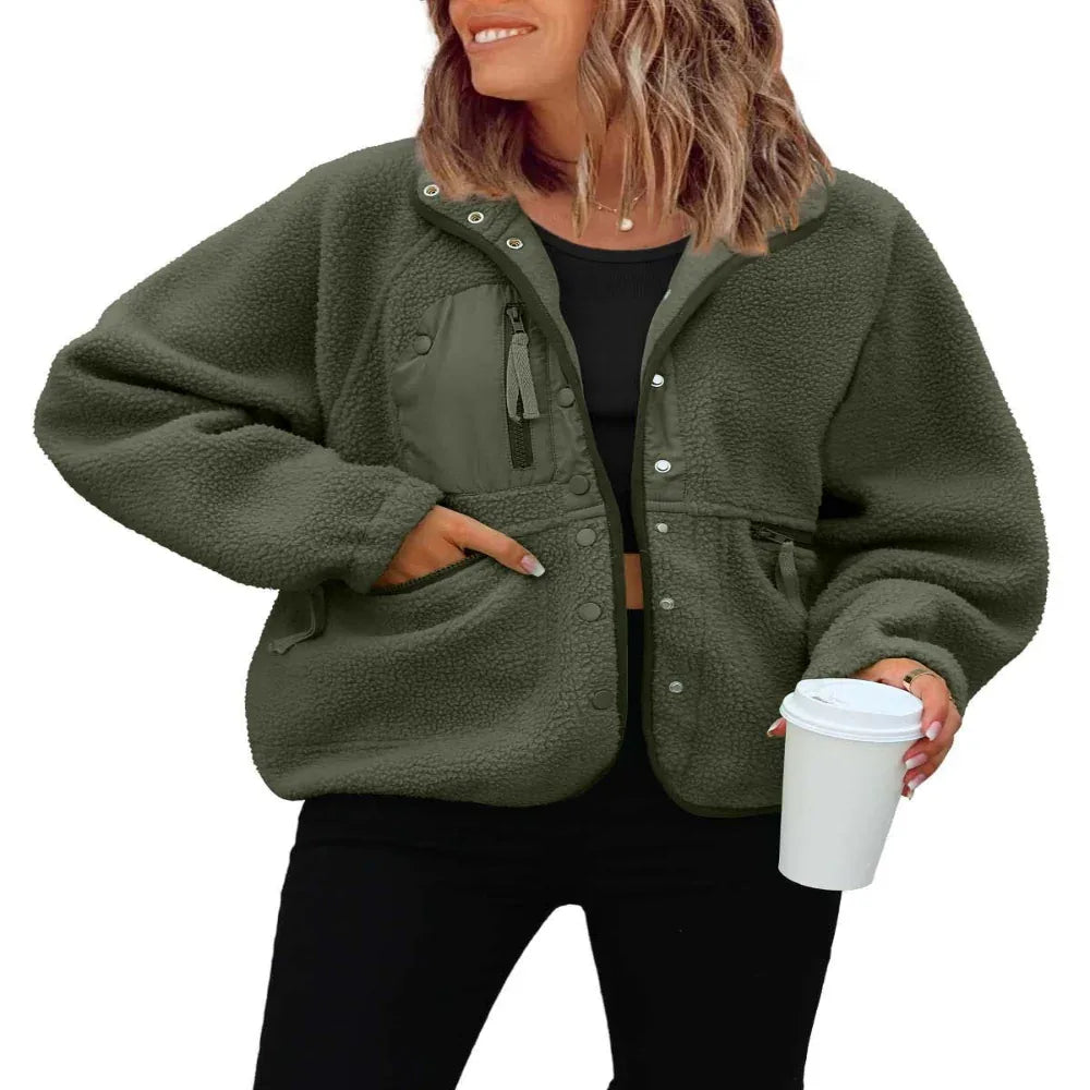 Damen Polarfleece Sport- und Freizeit-Sweaterjacke Top