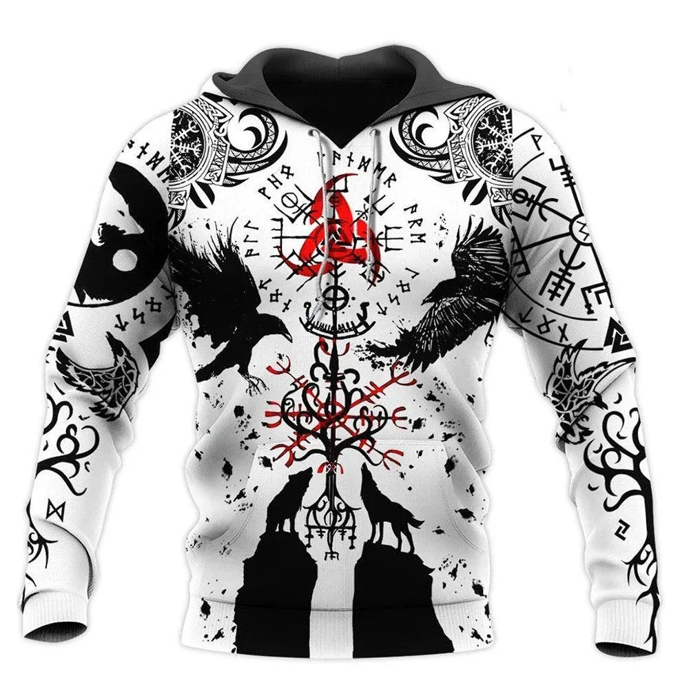 3D Digital Nordische Wikinger Design Bedruckte Hoodies