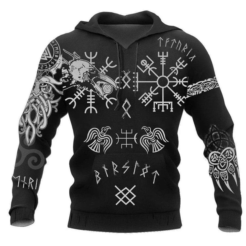 3D Digital Nordische Wikinger Design Bedruckte Hoodies