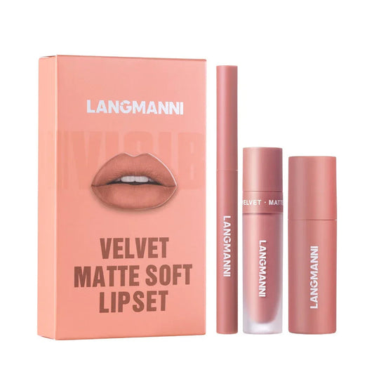 6 Farben Lipliner Flüssiger Lippenstift & Lippenstift 3-teiliges Set